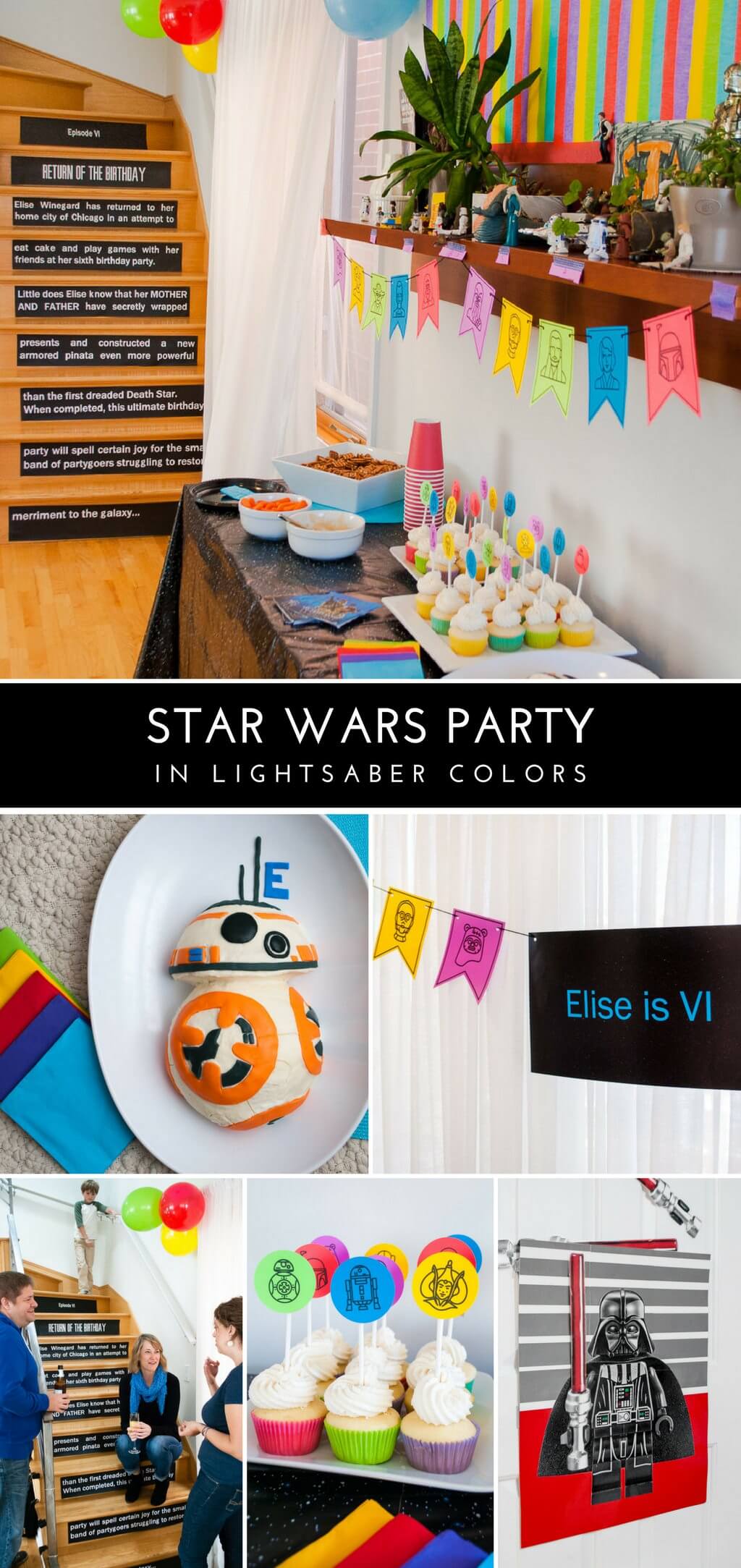 Star Wars Birthday Party Decorations in Lightsaber Colors! Printables,  games, ideas & treats - Merriment Design
